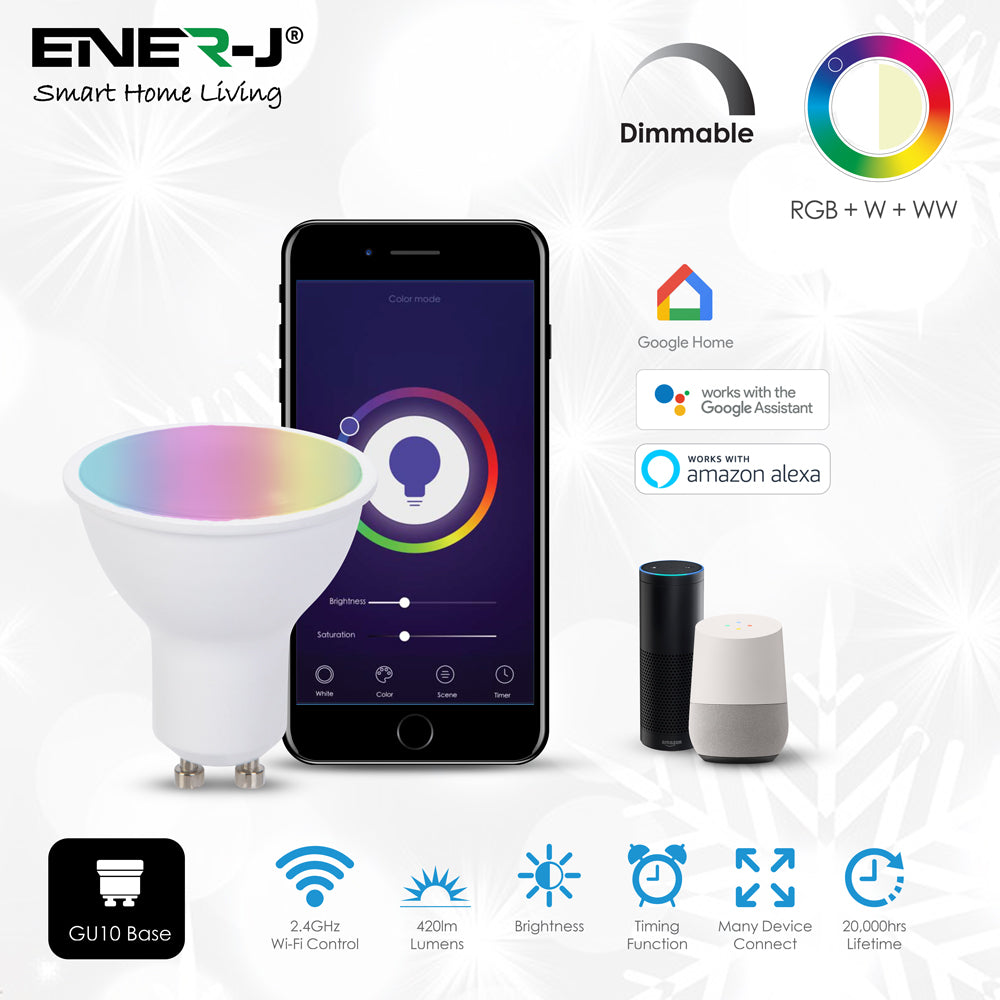 Smart WiFi GU10 LED Spotlight - 5W - RGB+W+WW - Dimmable