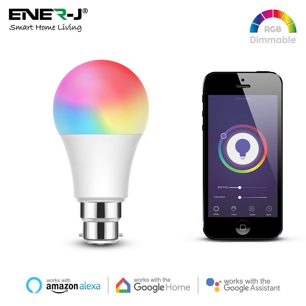 Smart WiFi GLS LED Lamp B22 - 9W - RGB+W+WW - Dimmable