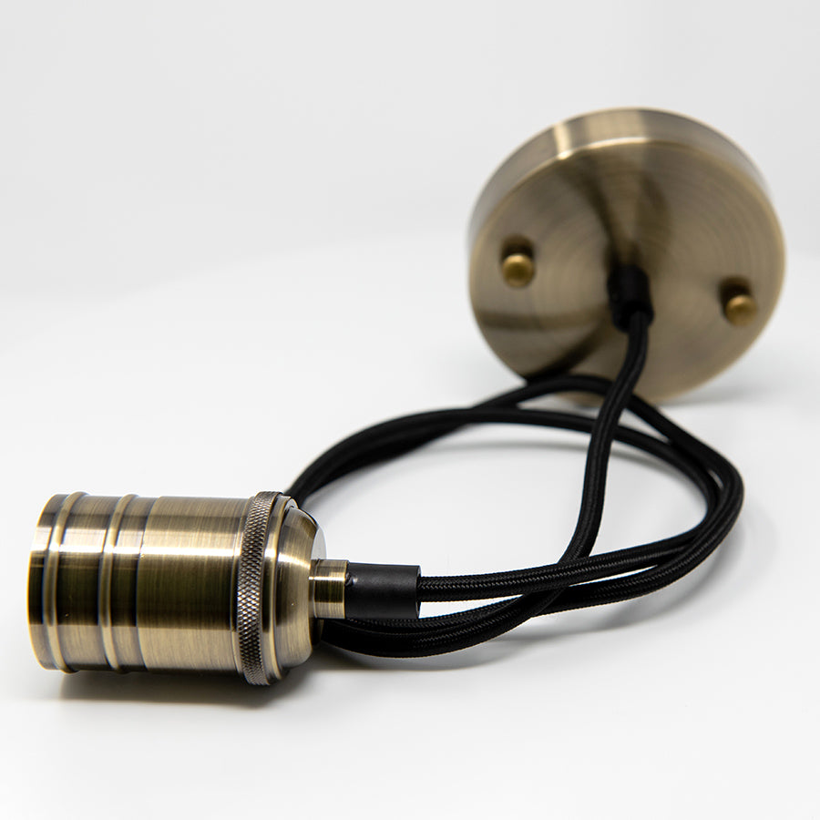 Antik E27 Industrial Pendant Fitting - Satin Bronze Effect