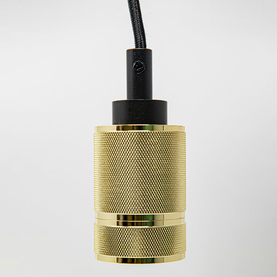 Antik E27 Double Textured Pendant Fitting - Polished Gold Effect