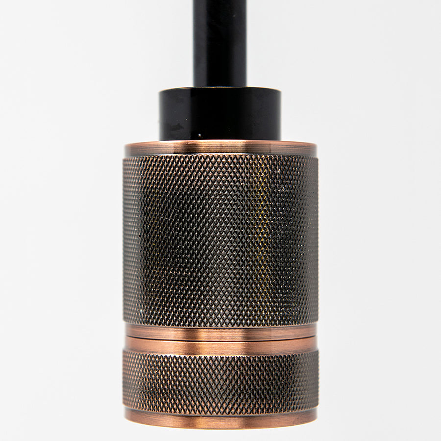 Antik E27 Double Textured Pendant Fitting - Copper Effect