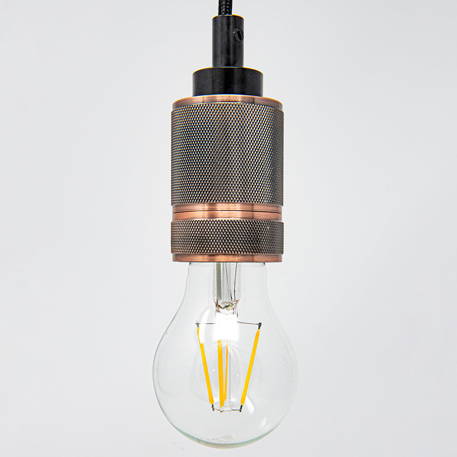 Antik E27 Double Textured Pendant Fitting - Copper Effect